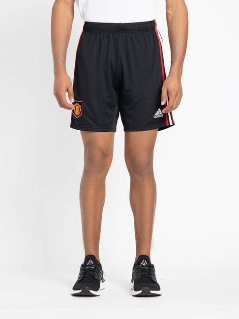 adidas black regular fit striped sports shorts