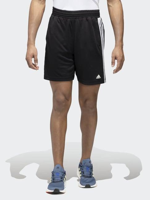 adidas black regular fit striped sports shorts