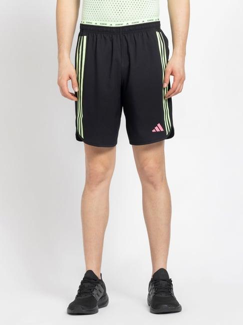 adidas black regular fit striped sports shorts