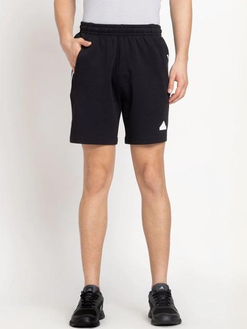 adidas black regular fit striped sports shorts