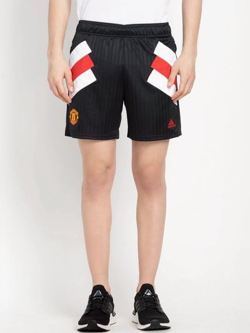 adidas black regular fit striped sports shorts