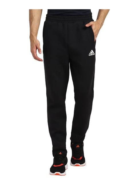 adidas black regular fit trackpants