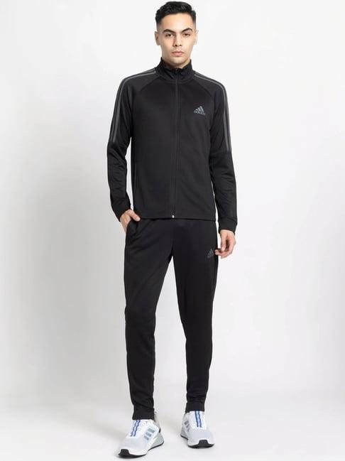 adidas black regular fit tracksuit