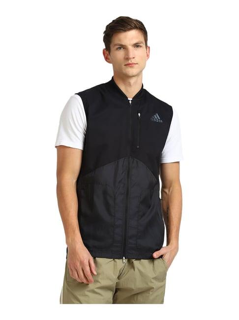 adidas black sleeveless jacket