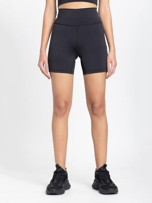 adidas black slim fit high rise sports shorts