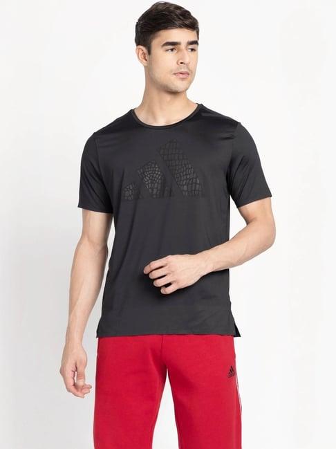 adidas black slim fit logo printed t-shirt