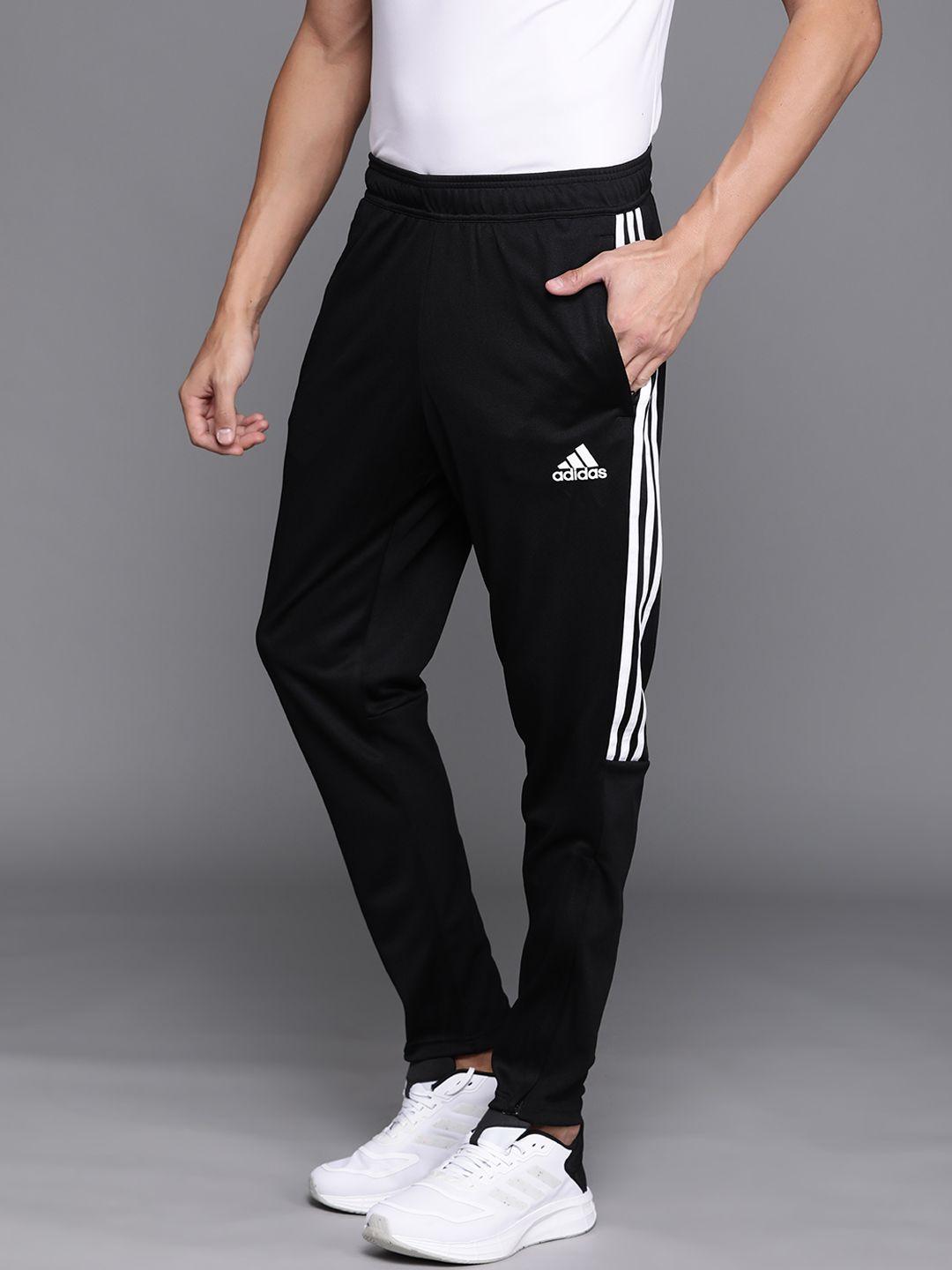 adidas black solid sereno side striped detail aeroready track pants