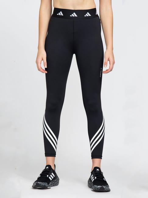 adidas black striped regular fit tf 3s 7/8 tgt tights