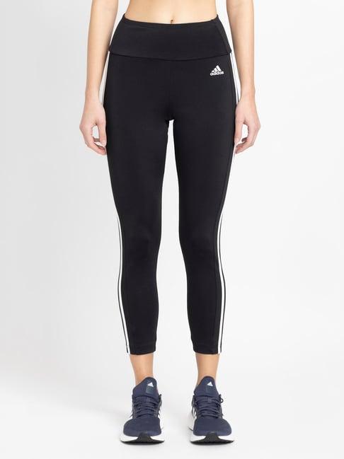 adidas black striped slim fit high rise tights