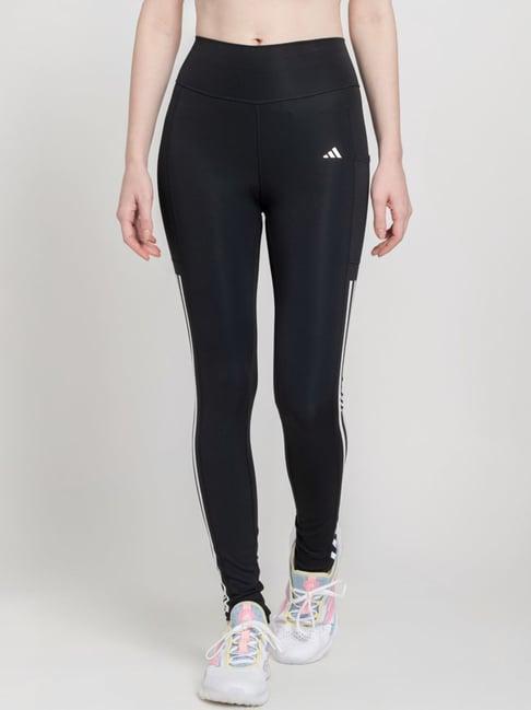 adidas black striped sports tights