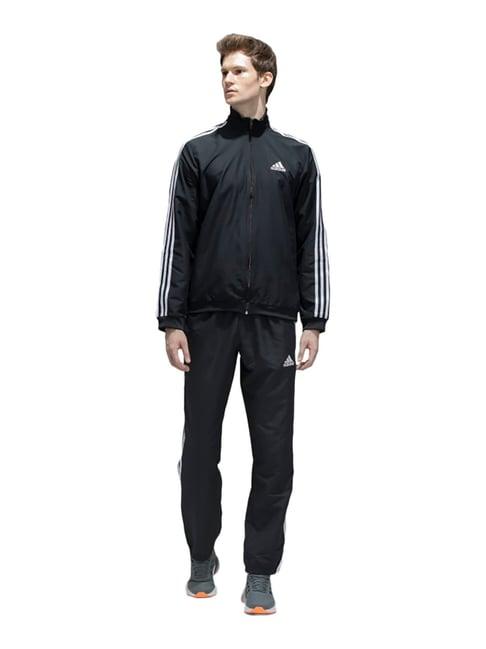 adidas black striped tracksuit