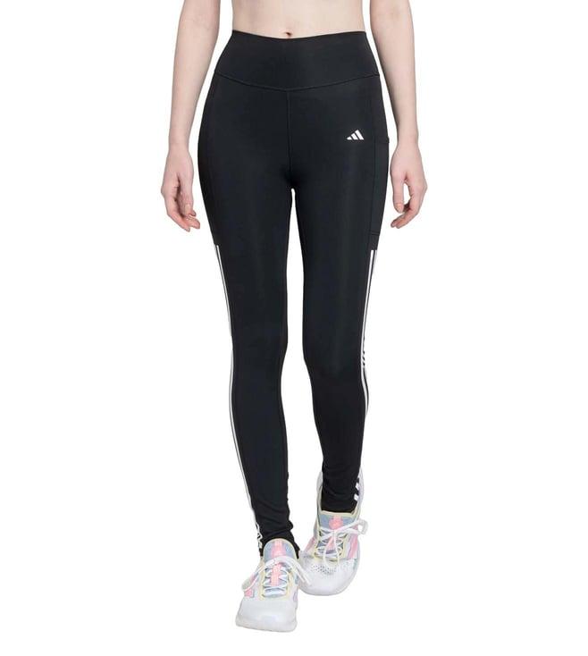 adidas black stripes fitted tights