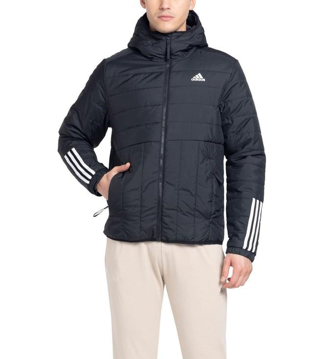 adidas black stripes regular fit puffer jacket