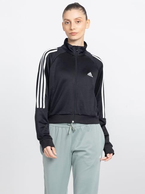 adidas black stripes sports jacket