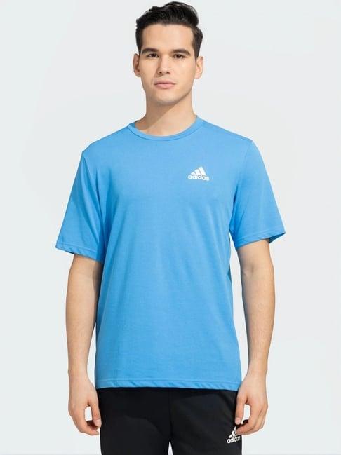 adidas blue cotton regular fit t-shirt