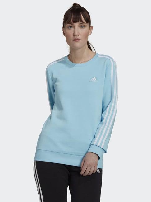 adidas blue cotton striped sports sweatshirt