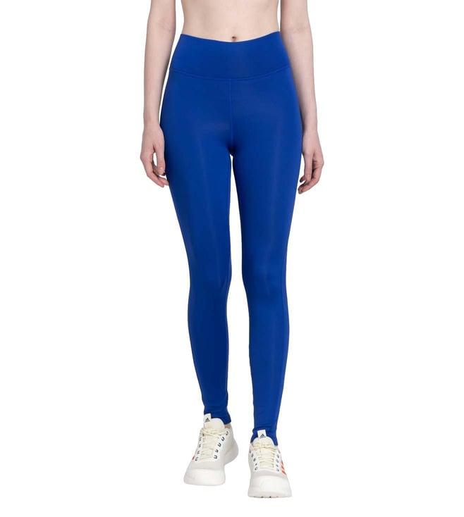 adidas blue logo fitted tights