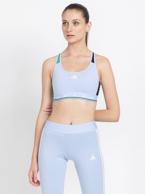 adidas blue printed training bra