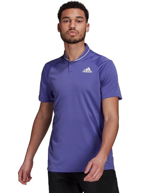 adidas blue regular fit logo printed polo t-shirts