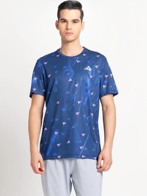 adidas blue regular fit printed t-shirt