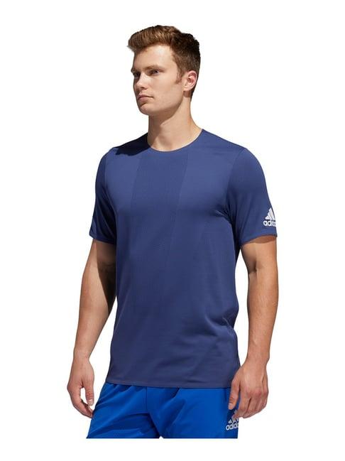 adidas blue regular fit self pattern sports t-shirt