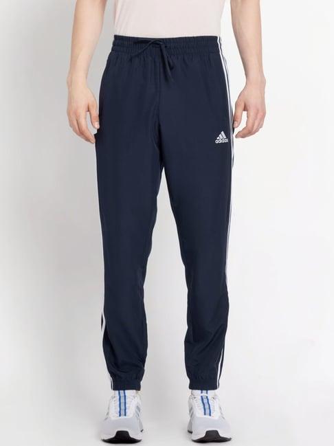 adidas blue regular fit striped sports trackpants