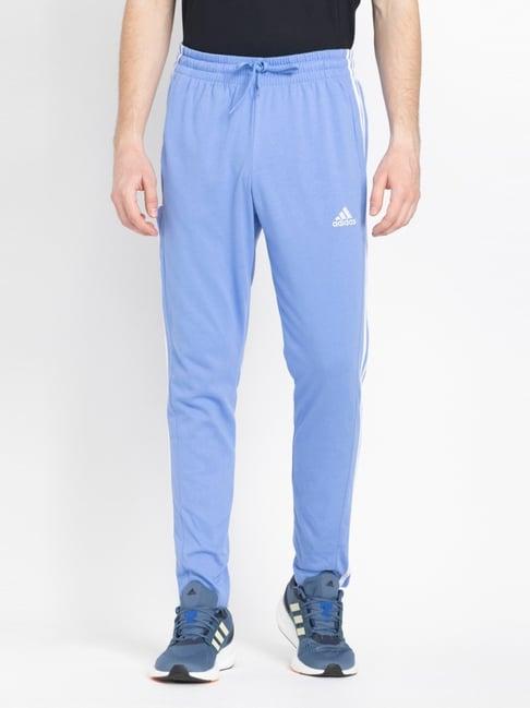 adidas blue regular fit striped trackpants