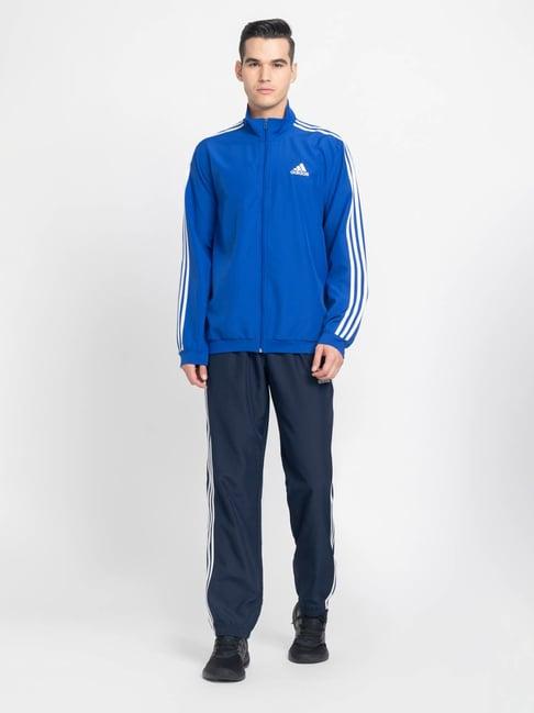 adidas blue regular fit striped tracksuit