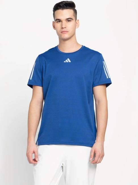 adidas blue regular fit texture t-shirt