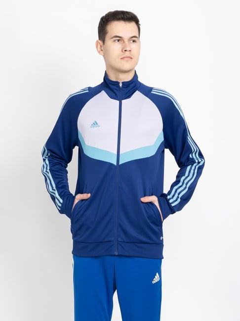 adidas blue regular fit tiro sports jacket