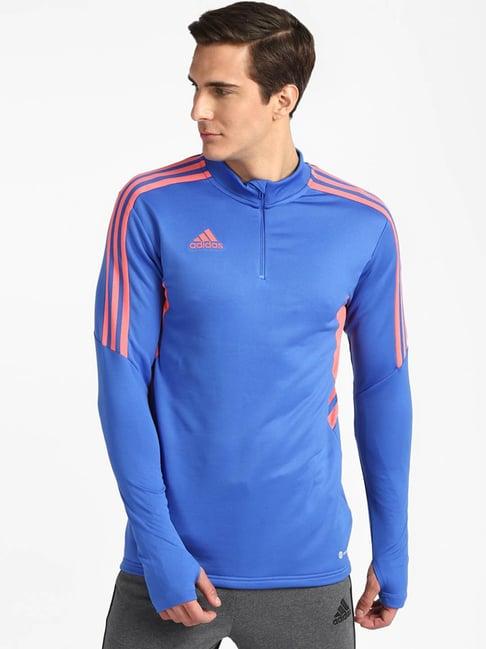 adidas blue slim fit striped sports jacket