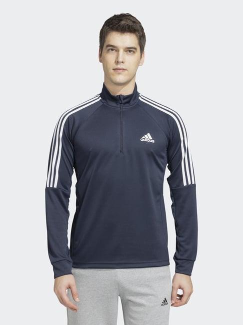 adidas blue slim fit striped sports jackets