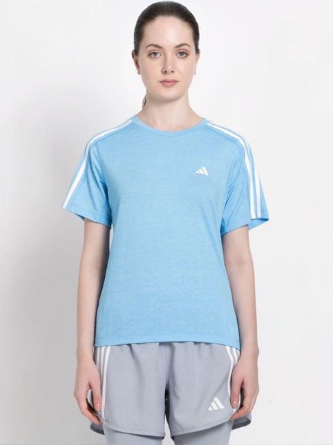 adidas blue striped sports t-shirt