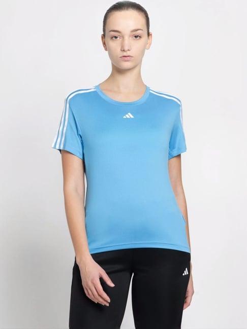 adidas blue striped sports t-shirt