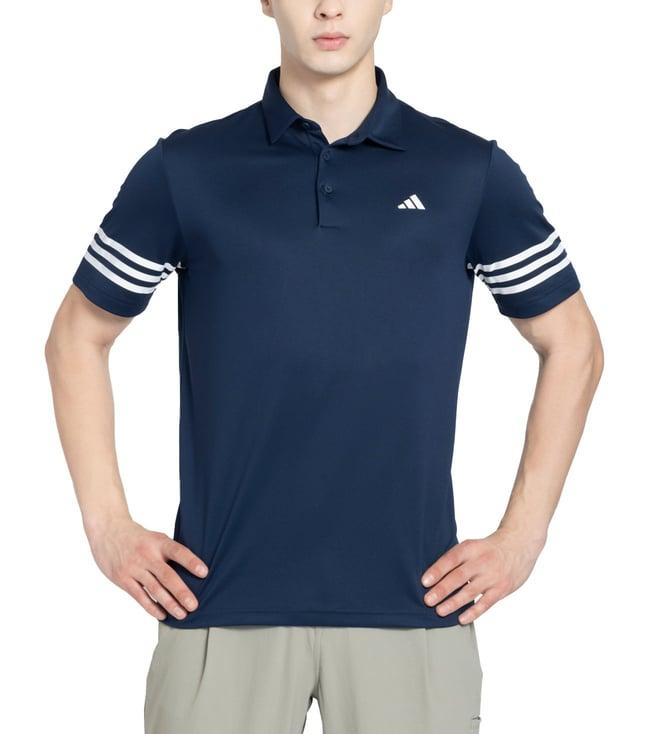 adidas blue stripes core regular fit polo t-shirt