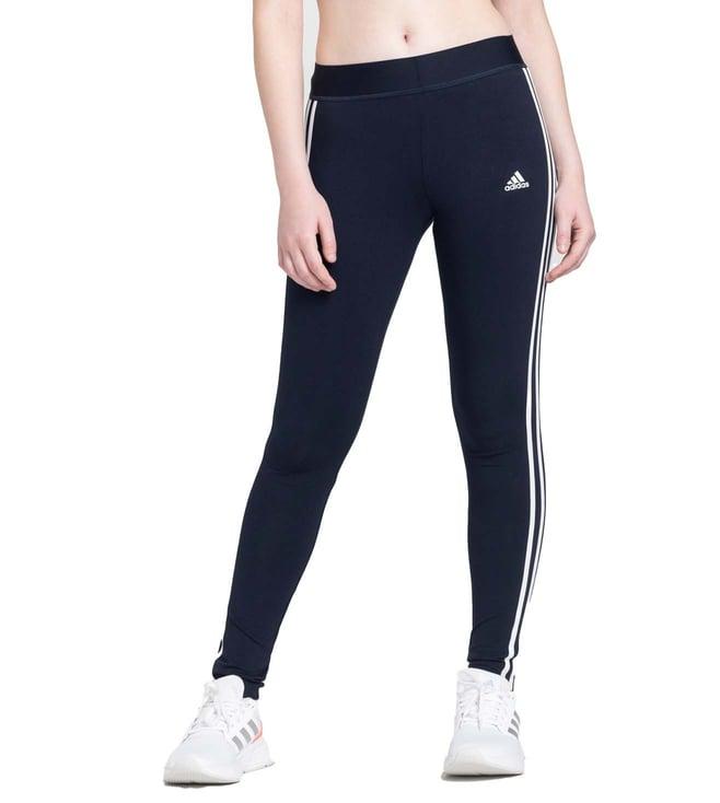 adidas blue stripes fitted tights