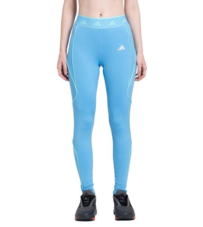 adidas blue stripes fitted tights