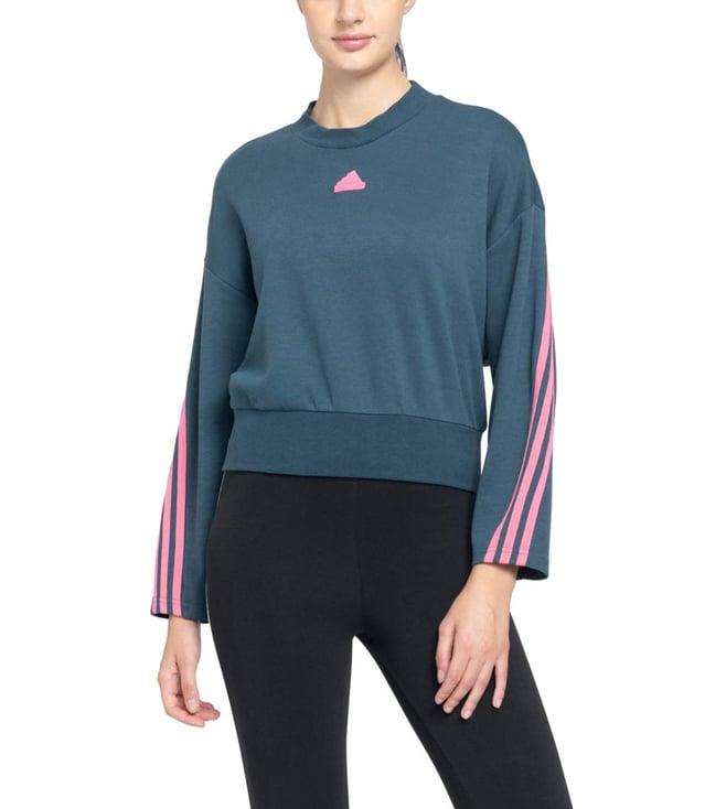 adidas blue stripes loose fit sweatshirt