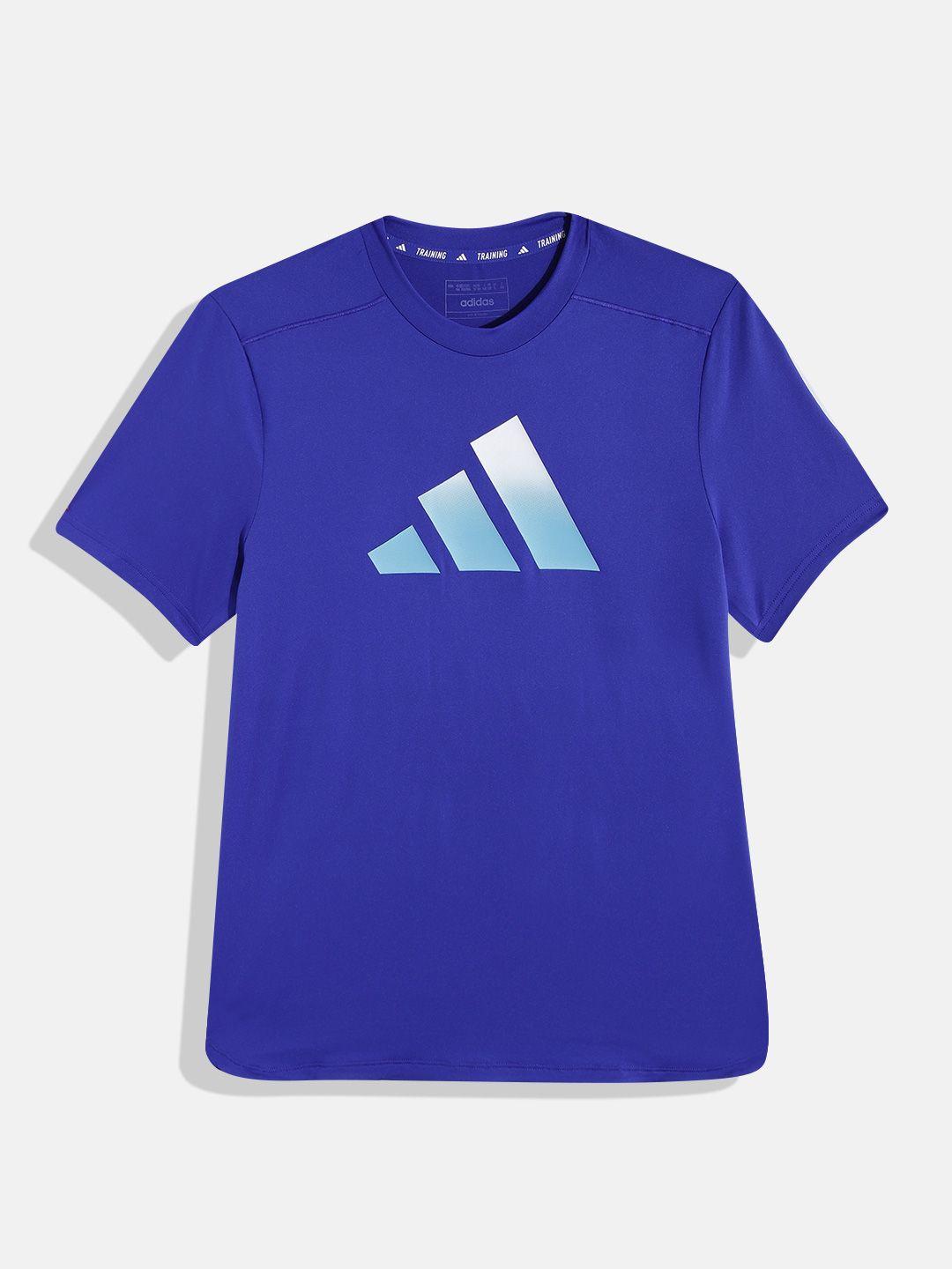 adidas boys brand logo print ti tee aeroready sports t-shirt