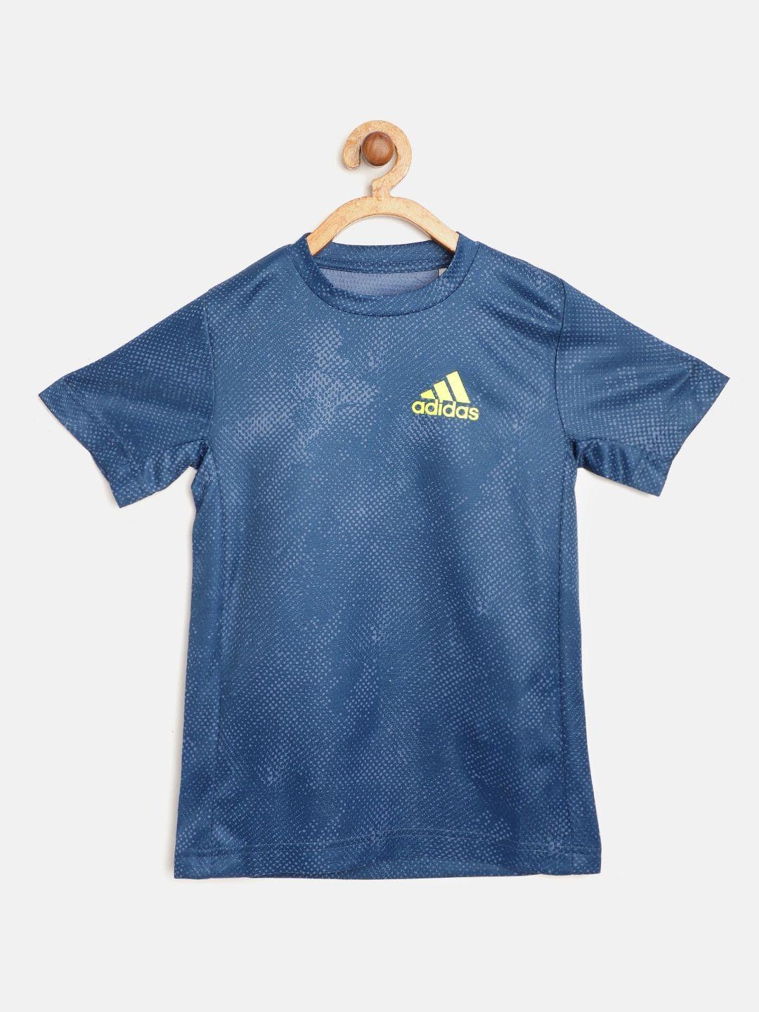 adidas boys navy blue heat ready primegreen oz freelift tennis sustainable t-shirt