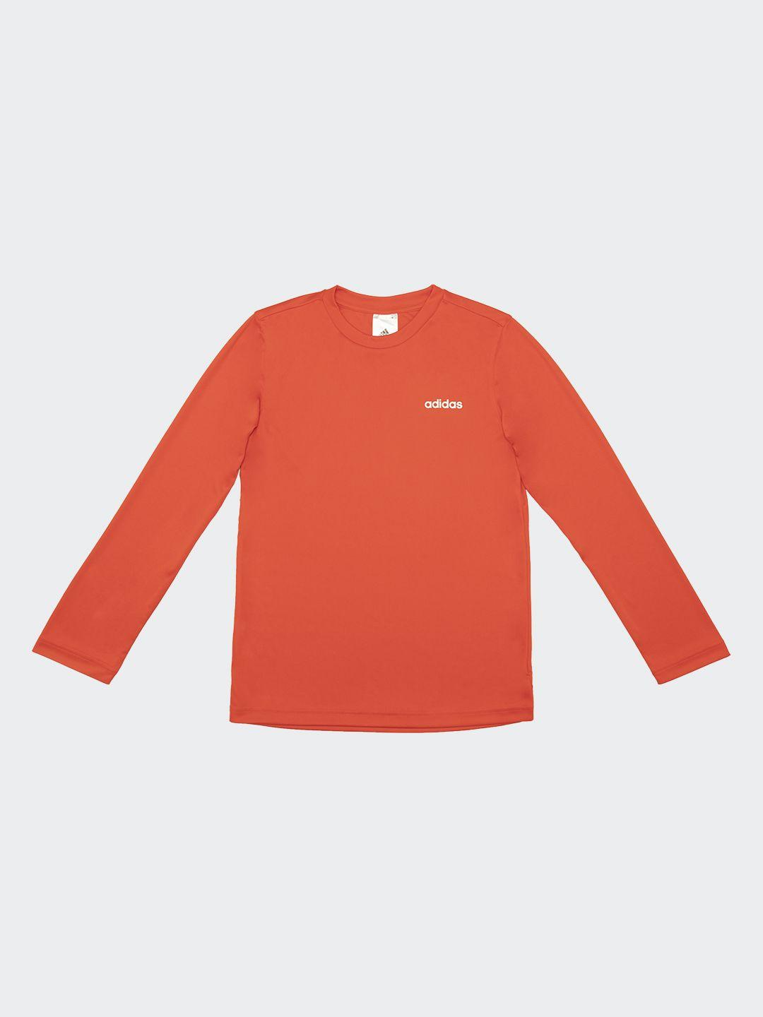 adidas boys red brand logo detail round neck t-shirt