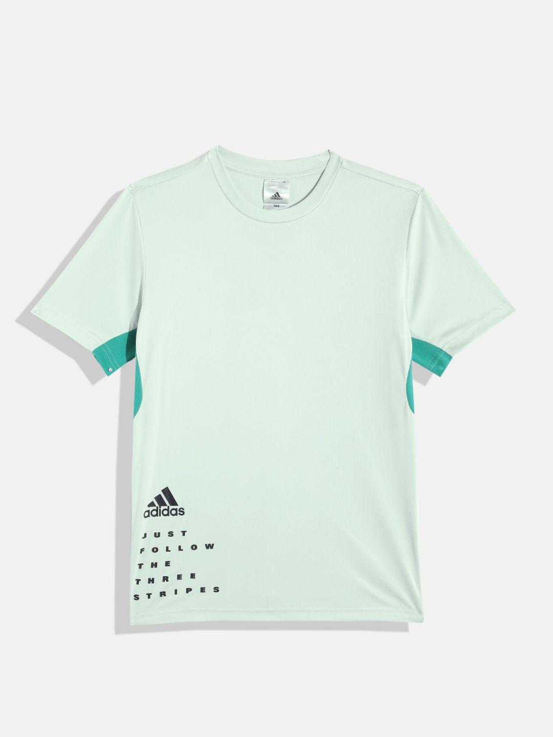 adidas boys typography printed aeroready b adi 3s gr tee sports t-shirt