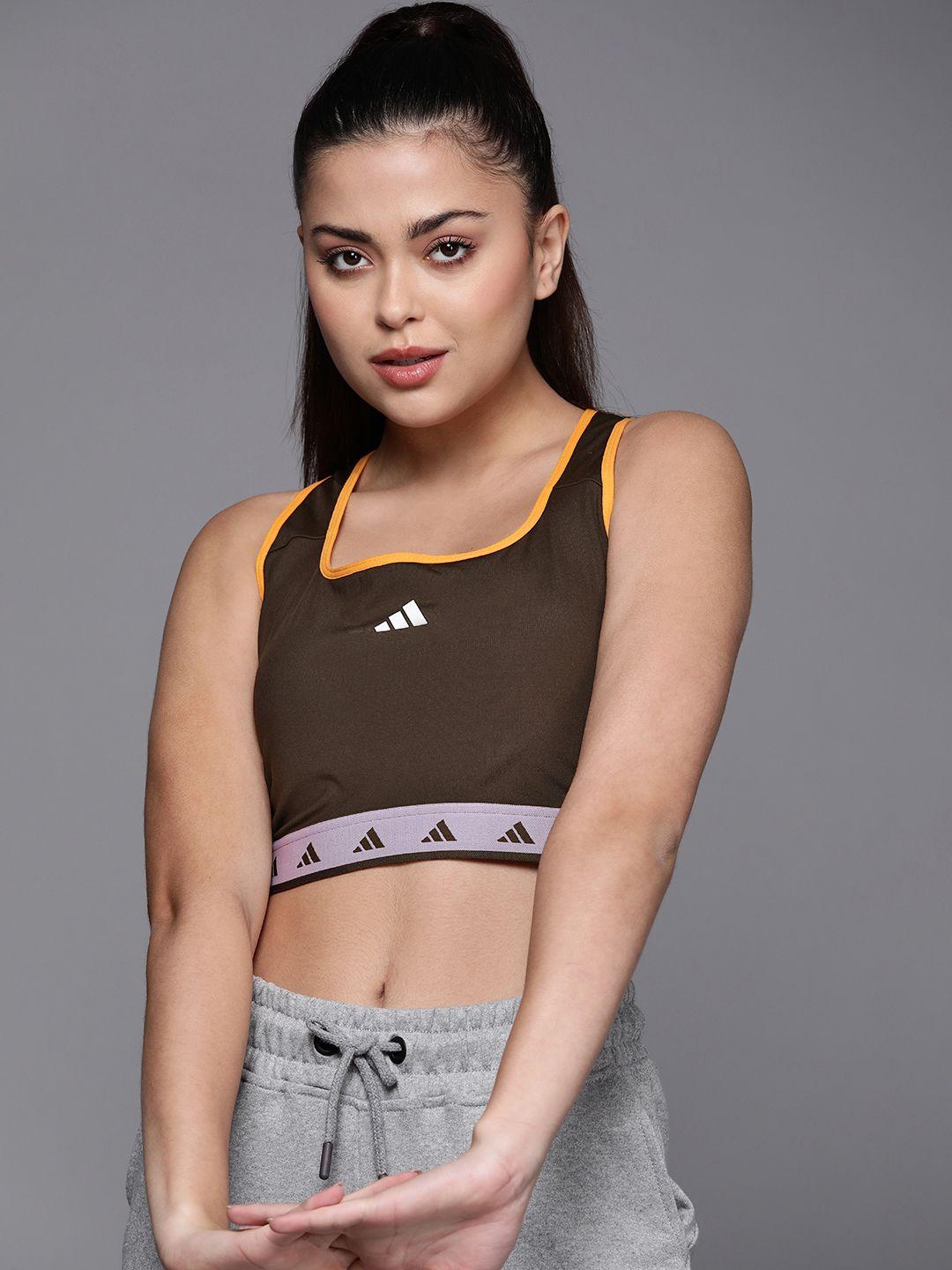 adidas brand logo print detail workout bra - removable padding