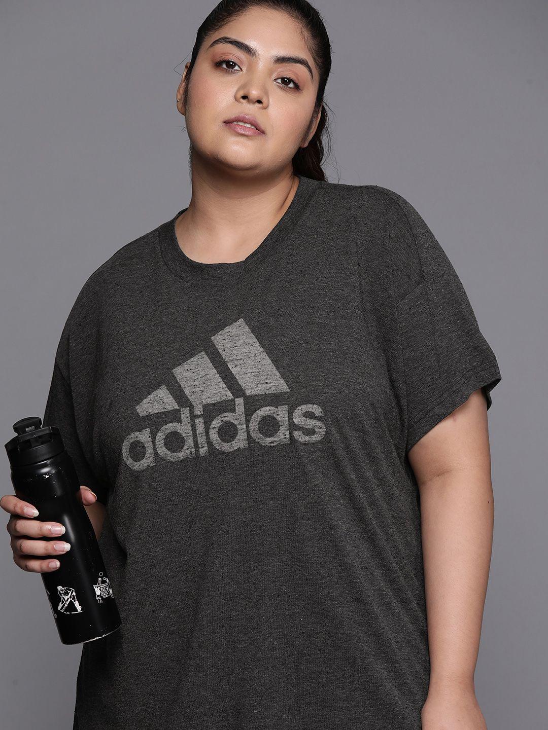 adidas brand logo print drop-shoulder sleeves t-shirt