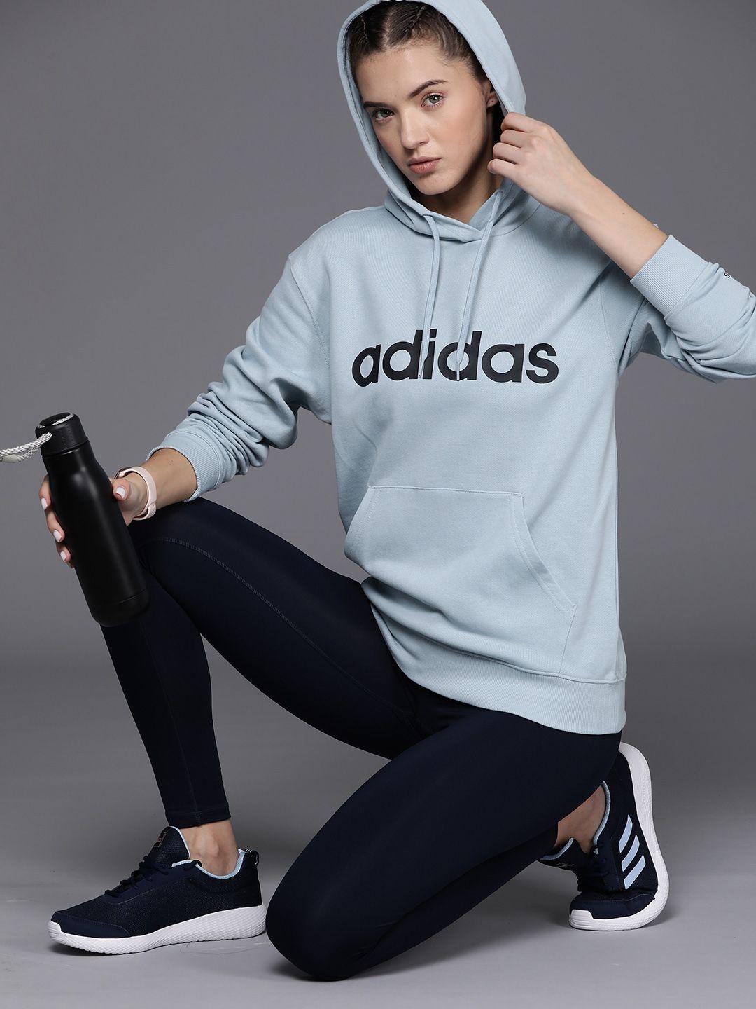 adidas brand logo print hooded sweatshirt