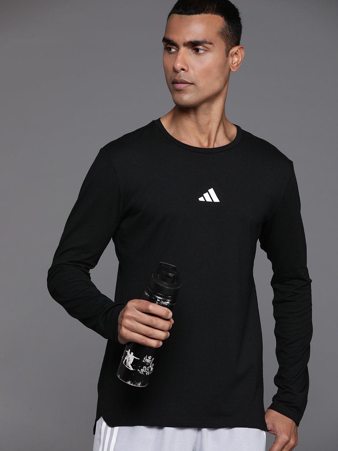 adidas brand logo printed slim fit workout long sleeves t-shirt