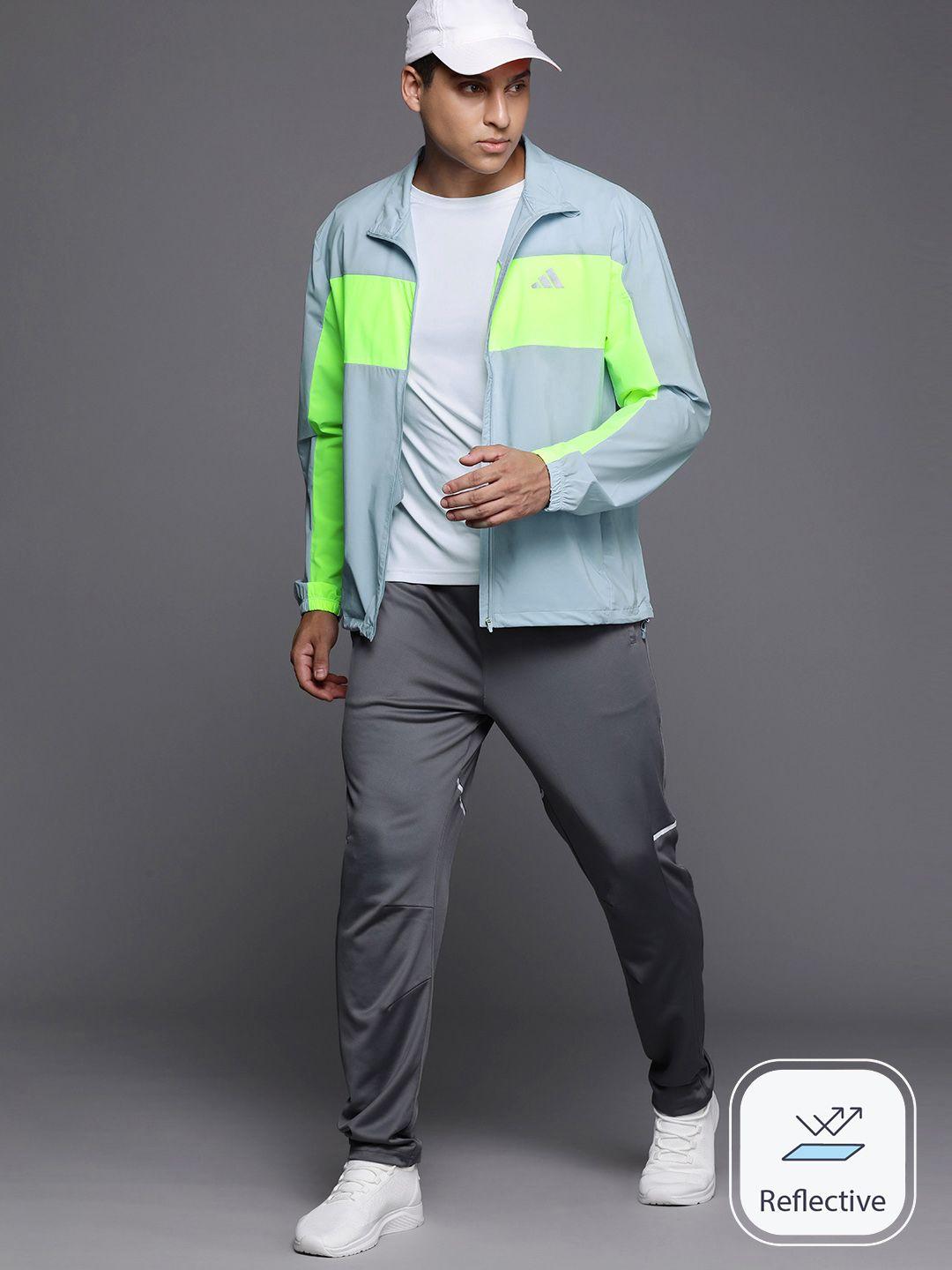 adidas break the norm colourblocked running jacket with reflective detail