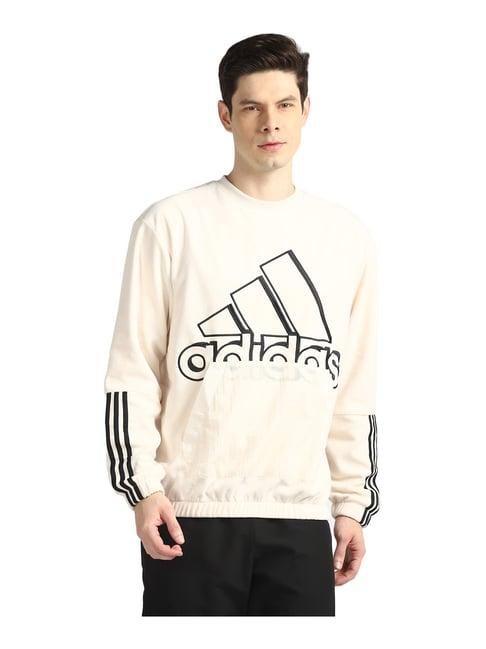 adidas cream round neck sweatshirt