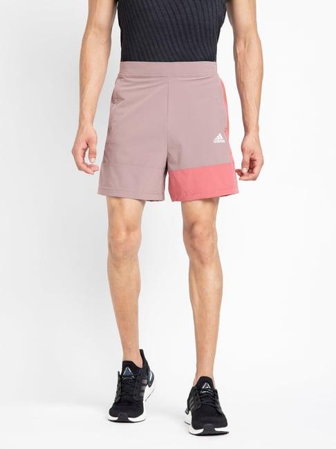 adidas dusty pink printed sports shorts