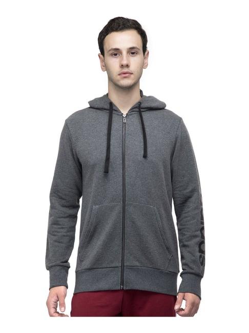 adidas ess lin fz ft grey regular fit hooded jacket